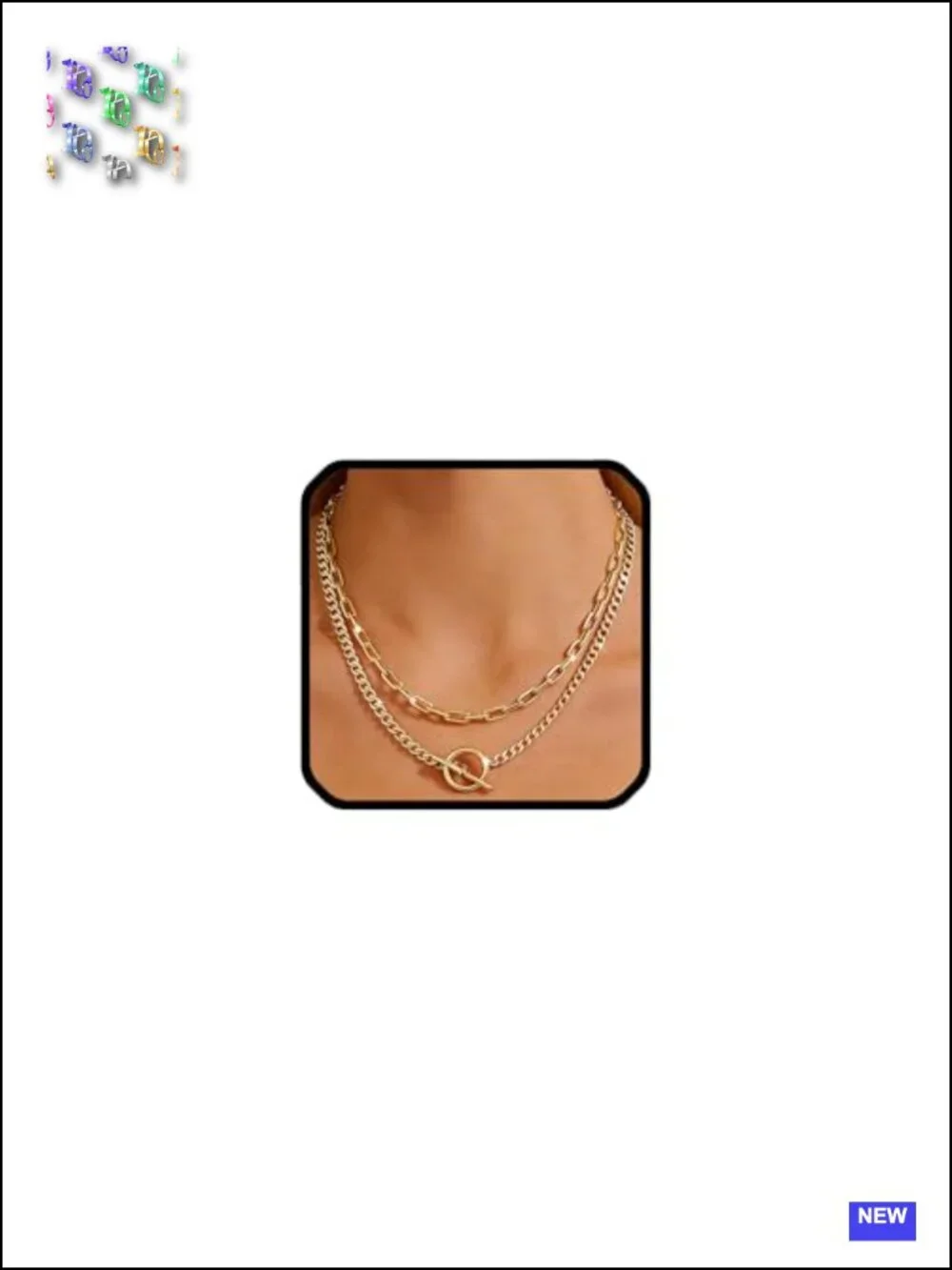Gold Chunky Layered Necklace Set - Paperclip & Cuban Link Chains with Toggle